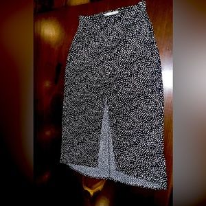 NWT Abercrombie and Fitch High Slit Midi Skirt black dot